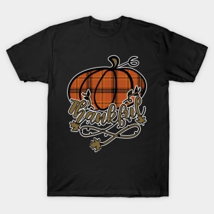 Thankful Plaid Pumpkin, Vintage Autumn Fall T-Shirt